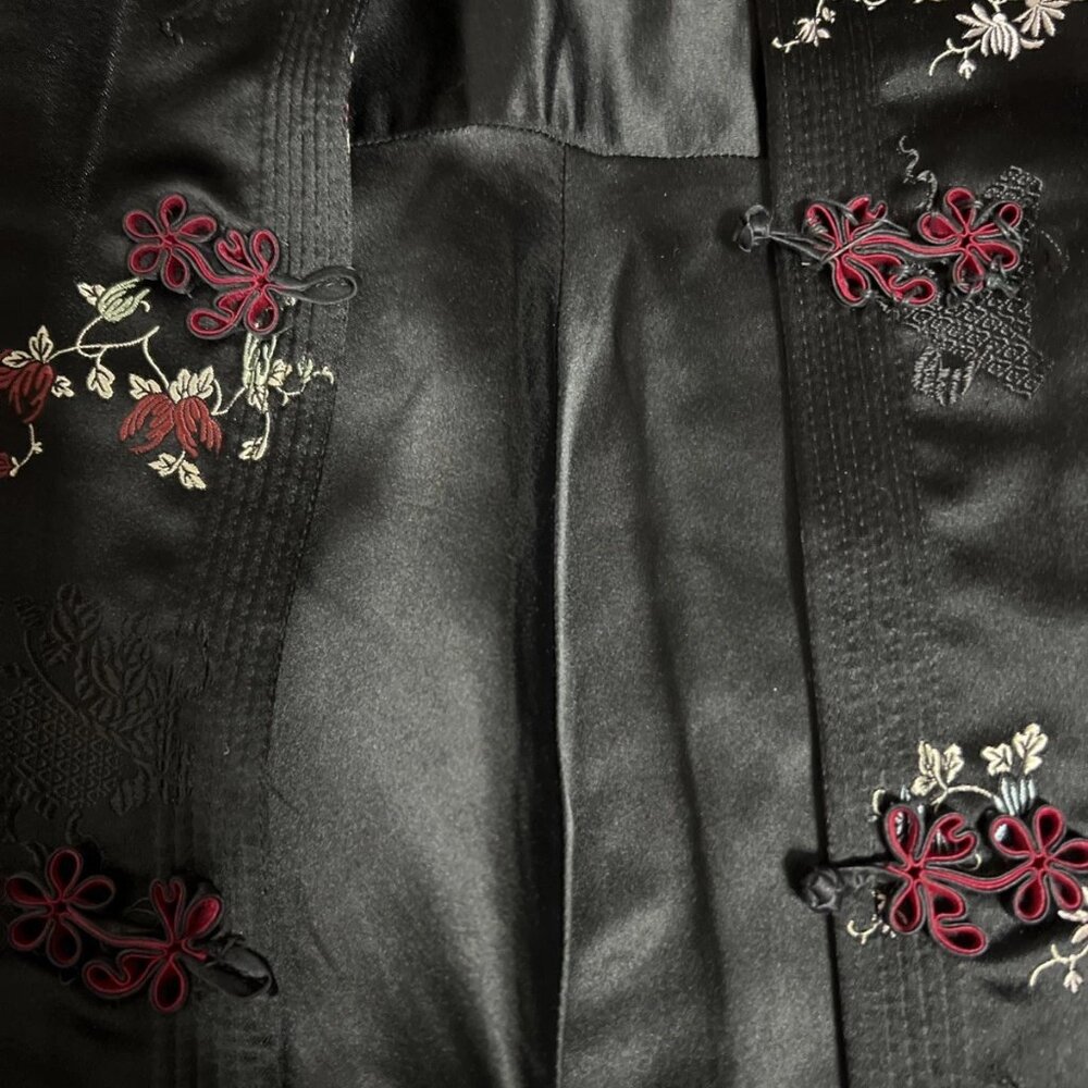 Vintage Chinese Silk Jacket Women’s L Old Peking Silk Co Hong Kong Black - Picture 4 of 9